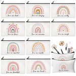 20 Pieces Cosmetic Bag for Women Inspirational Gifts for Women Rainbow Canvas Makeup Bags Inspirational Canvas Toiletry Bag Pouch Bulk (Rainbow)