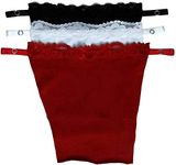 Finesse - Women's Cotton Clip-on Mock Lace Camisole Deep neck Cleavage Cover Miracle Cami - Set of 3 Black White and Red