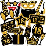 Party Propz 18th Birthday Photo Booth for Birthday Decoration - 20pcs Set with Glass Lipstick, Crown, Cigar - 18th Birthday Decorations/photobooth Props Birthday 18