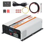 OUBOTEK 2000W Pure Sine Wave Inverter DC 12V to AC 120V Car Inverter, with LCD Display, Remote Control, USB Port, 4 AC Outlets and 1 Hardwire Terminal, Ideal for RV Boat Camping Outdoor Solar System