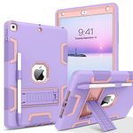 BENTOBEN for iPad 9th/8th/7th Generation Case, iPad 10.2 inch 2021/2020/2019 Case Kids, 3 in 1 Heavy Duty Rugged Shockproof Protective Cover with Kickstand Pencil Holder, Purple/Pink