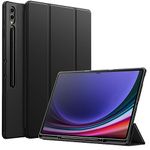 JETech Case for Samsung Galaxy Tab S10 Ultra/Tab S9 Ultra 14.6 Inch with S Pen Holder, Soft TPU Tri-Fold Stand Protective Tablet Cover, Support S Pen Charging, Auto Wake/Sleep (Graphite Black)