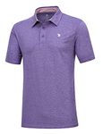 YSENTO Men's Golf Shirts Short Sleeve Dry Fit Moisture Wicking Sports Polo Shirts Purple Size L