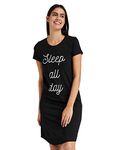 Amazon Brand - Symbol Women's Cotton Casual Nightgown (SS19UTSDR01-GP-12_Black_3XL)