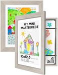 Americanflat 10x12.5 Kids Art Frame - Front Loading Picture Frame - Set of 2 - Use as 8.5x11 Frame with Mat or 10x12.5 Frame Without Mat - My Mini Masterpiece - Holds 100 Artworks – Driftwood