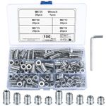 M6 Threaded Inserts for Wood, 100 Pcs Threaded Insert Nuts, Hex Threaded Inserts, Flanged Hex Socket Nuts Threaded Insert, Hex Socket Drive Screw-in Nuts Fasteners for Wood Timber Furniture