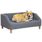 PawHut Dog Sofa Bed, Cat Sofa, Dog Couch w/Soft Cushion, Removable and Washable Cover, for Small, Medium and Large Dogs, 95 x 63 x 39cm - Grey