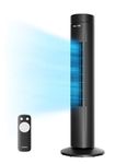 Pelonis 30-Inch Oscillating Tower Fan for Bedroom – Quiet 3-Speed Fan with Remote Control, 7-Hour Timer, 37dB Ultra-Quiet Operation – ETL Certified, Black