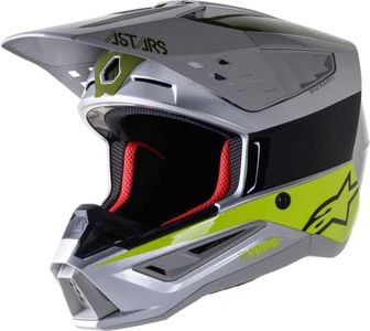 Alpinestars S-M5 Bond Helmet Slvr/Ylw Fluo/Mltry Grn Lg (8303522-1956-L)