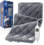 BOB AND BRAD Weighted Heating Pad with Far Infrared Therapy for Back Pain & Cramps Relief, Adjustable Belt Included, Deeper Muscle Relief for Neck and Shoulders, Leg, FSA HSA Eligible, 12"x24" (Gray)