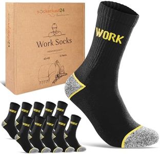 Premium Work Socks Men's Work Socks with Reinforced Heel and Toe, Padded Sole, with Comfort Waistband without Seam, Made of Combed Cotton, 5 Pairs Black, 39-42