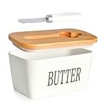 Butter Dish with Lid for Canadian 1 LB of Butter,Airtight Porcelain Butter Container,Large Capacity Butter Keeper Hold a Whole Pound Block of Butter, Butter Holder Storage for Countertop or Fridge