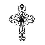 Rely+ Large Decorative Hanging Wall Cross 14.5" x 10", Home Decor Metal Wall Cross, Hanging Flower Cross Wall Decor Home Office, Gift, Religious Wall Art for Wall Decor Living Room, Bedroom, Black