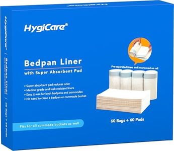 HygiCare Bedpan Liner with Absorbent Pad, 60 Bags + 60 Pads, Pre-Separated Medical Grade Liners, Leakproof, Easy to Use, Reduce Odor, Fits Bedpans and Bedside Commodes