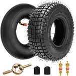 FVRITO 9x3.50-4 9x3-1/2 Tire and Inner Tube for Mini ATV Quad Go Kart Petrol Electric Gas Skateboard Scooter Mini Choppers Garden Lawnmower Tractor with Bent Valve Stem