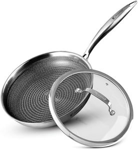 Bergner Hi-Tech TriPly Stainless Steel 28cm Frypan with Glass Lid, Honeycomb Non-Stick Coating, Non-Toxic, Healthy Cooking, Less Oil Use, Durable Handle with Excellent Grip - Induction and Gas Ready