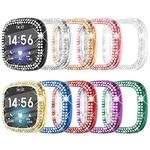 Fullife 10-Pack TPU Bumper for Fitbit Versa 3 Screen Protector, Crystal Diamond Bling Case HD Full Protective Cover for Men Women, Fitbit Versa 3/Fitbit Sense Smartwatch, 10 Colors
