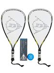 Dunlop Nanomax Racketball Racket Twin Pack & 3 Racketball Balls