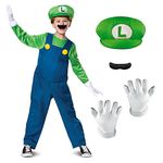 DISGUISE DISK10773L Super Mario Deluxe Luigi Costume, Boys, Green, Small