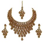 Lucky Jewellery Elegant LCT Golden Color Stone Necklace Set for Girls & Women (825-L1SS-837-LCT)