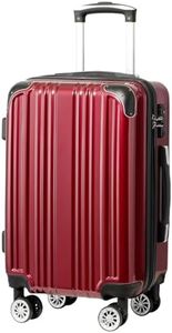 Coolife Luggage Expandable(only 28") Suitcase PC+ABS Spinner 20in 24in 28in Carry on (wine wind new, L(28in))