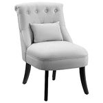 HOMCOM Fabric Single Sofa Dining Chair Tub Chair Upholstered W/Pillow Solid Wood Leg Home Living Room Furniture Grey
