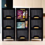 Kuber Industries Plastic 9 Units Cabinet Storage Organizer (3 + 3 + 3)|Free Standing Folding Storage Cabinets For Wardrobe|Tiered Shelf, Storage Organizer|Multipurpose Rack|Black