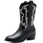 LAURMOSA Girls Black Boots Pointed 
