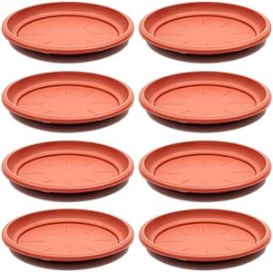 Juvale 8-Pack Round Plastic Plant Saucer Drip Trays, Terracotta Flower Pot Saucers, Dish for Indoors, Outdoors, Garden, Potted Plants, Patio, Tabletop Planter Base, Terra Cotta Plate Set (12-inch)