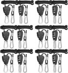 iPower 6-Pair 1/8 Inch 8-Feet (2.4m) Long Heavy Duty Adjustable Rope Clip Hanger,150lbs (68kg) Weight Capacity, Reinforced Metal Internal Gears, Black