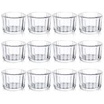 PINIWON Set of 12 Glass Tealight Candle Holder, 2.1” x 1.5”, Clear Tea Lights Candle Holder for Wedding, Small Candle Holders Bulk for Table Centerpiece, Party Propose Home Decor