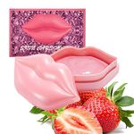 20Pcs Strawberry Lip Masks in Case,Nourishing Lip Balm,Lip Plumping Serum for Dry Lips,Collagen Lip Sleep Masks Anti-Wrinkle Anti-Aging Hydrating Lip Care Pad Plump Your Lips Enhancement Skin Care