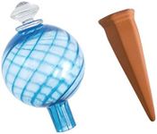 Plant Nanny 12oz Aqua Spiral Fluted Watering Globe & Stake Set