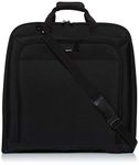 Amazon Basics Premium Travel Garment Bag with Shoulder Strap for Suits and Dresses, Trifold, 21.1 inch, Black, Solid