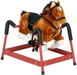 Qaba Spring Rocking Horse, Kids Ride on Horse, Plush Horse Ride-on with Sounds & Foot Stirrups, Saddle for Kids 3-8 Years, Brown