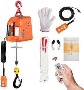 3-in-1 Electric Hoist with Remotes, 2200lb Capacity Portable Power Winch Crane 110V, 25ft Lifting Height (Orange, 3-IN-1-2200LBS)
