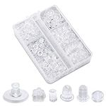 550pcs Silicone Earring Backs for Studs, 6 Styles Clear Hypoallergenic Earrings Safety Back Soft Rubber Earring Stopper Backs Plastic Flat Ear Backings Replacement for Droopy Ears, Hook Earrings