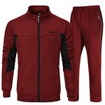 YSENTO Men's Sets Outfits 2 Piece Gym Workout Tracksuits Sweatsuits Track Suits Zipper Pocketsts Red 4XL