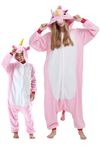 DarkCom Animal Onesie for Kids,Flannel Cosplay Pink Unicorn Halloween Christmas Costume Parent-Child Sleepwear for Girls Boys 12-13 Years