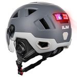 ILM Bluetooth Smart Adult Bike Helmet with Automatic G-Sensor Turn Signal & Brake Warning LED Light Control, Road Cycling Bicycle Helmets for Men Women E3-12LSBT Gray Large X-Large