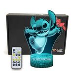 TRIPRO Cartoon Stitch 3D Illusion Table Lamp Night Light with Lighted Base,16 Colors Change, Smart Touch Button & Remote Control,Bedroom Decorations Gifts for Girls,Men,Women,Kids,Boys,Teens