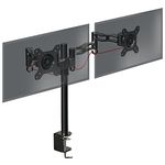 Duronic Dual Monitor Stand Arm PC Desk Mount Riser DM352BK Double Height Adjustable Twin Bracket 13-27 Inch LED LCD 8KG Computer Screens VESA 75 100