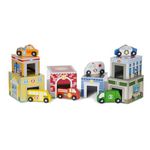 Melissa & Doug Nesting and Sorting Blocks - 6 Buildings, 6 Wooden Vehicles | Numbers Learning Toys, Car Garage Toy, Sorting And Stacking Toys For Toddlers Ages 2+