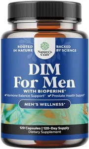 DIM Supplement for Men - DIM Estrogen Blocker for Men for Hormone Balance & Prostate Health - Diindolylmethane Testosterone Complex with Panax Ginseng, Bioperine, Grapeseed & Astragalus - 120 Capsules