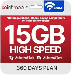 Infimobile Prepaid Unlimited Plan: 12 Months | 15GB High-Speed Data Per Month | Unlimited Data Talk & Text | Prepaid Plan eSIM USA, Quick Activation | Nationwide Coverage | 4G, 5G Network (T-Network)
