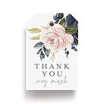 Bliss Collections Navy Floral Favor Thank You Tags — Perfect for: Wedding Favors, Baby Shower, Bridal Shower, Birthday or Special Event — 50 Pack