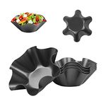 MQUPIN Set of 2/4/6/8 Non-Stick Fluted Tortilla Shell Pans Taco Salad Bowl Makers, Non-Stick Carbon Steel Baking Mold (8)