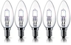 E14 28W Halogen Candle Light Bulbs, Small Edison Screw Bulb (SES) 2700K Warm White Dimmable Pack of 5