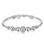 QGSIWEI Jewelry Classic New Solid Silver Buckle Bracelet Women Men's 925 Jewelry