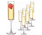 HUNGYAN Stylish Wine Glass 165 ML Set of 6 Elegant Bar Glassware for Champagne Glass Water,Juice,Beer, Drinks and Cocktails and Mixed Drinks Glass Stylish and Unique Long Champ Wine Glass